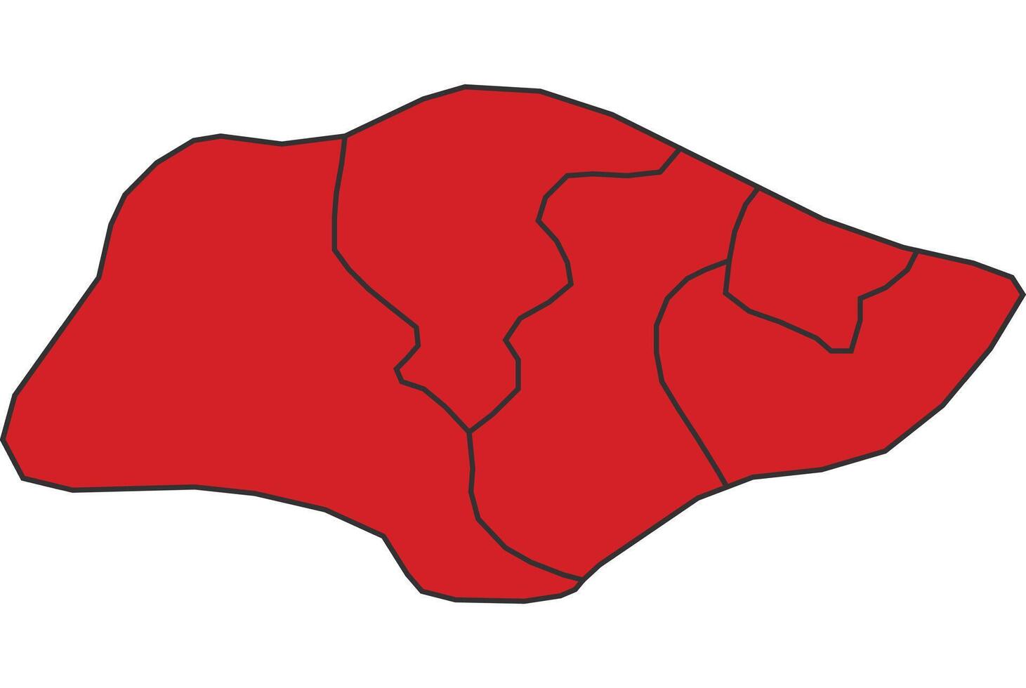 Singapore Red map with border of regions outline vector
