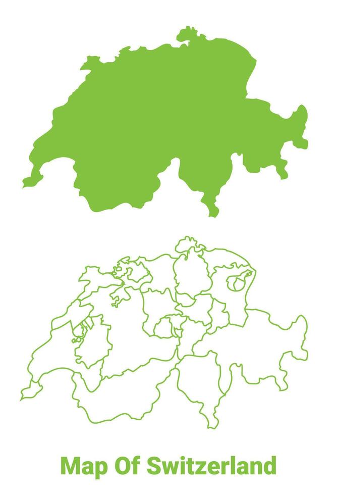 Green Switzerland map outline and flat illustration vector