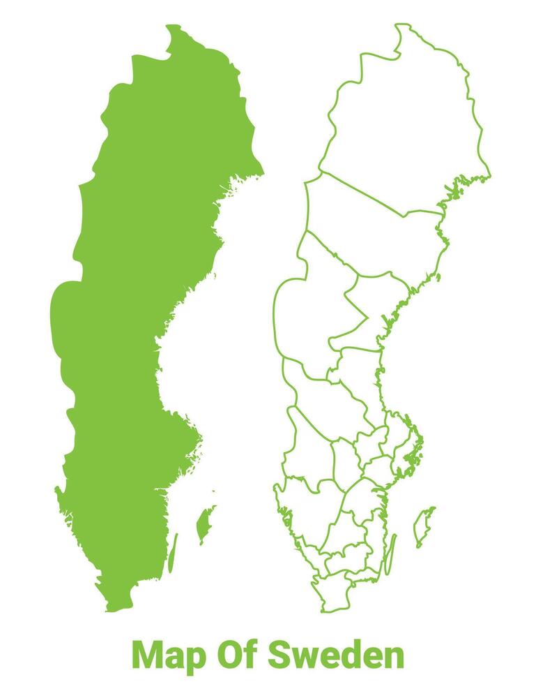 Green Sweden map outline and flat illustration vector