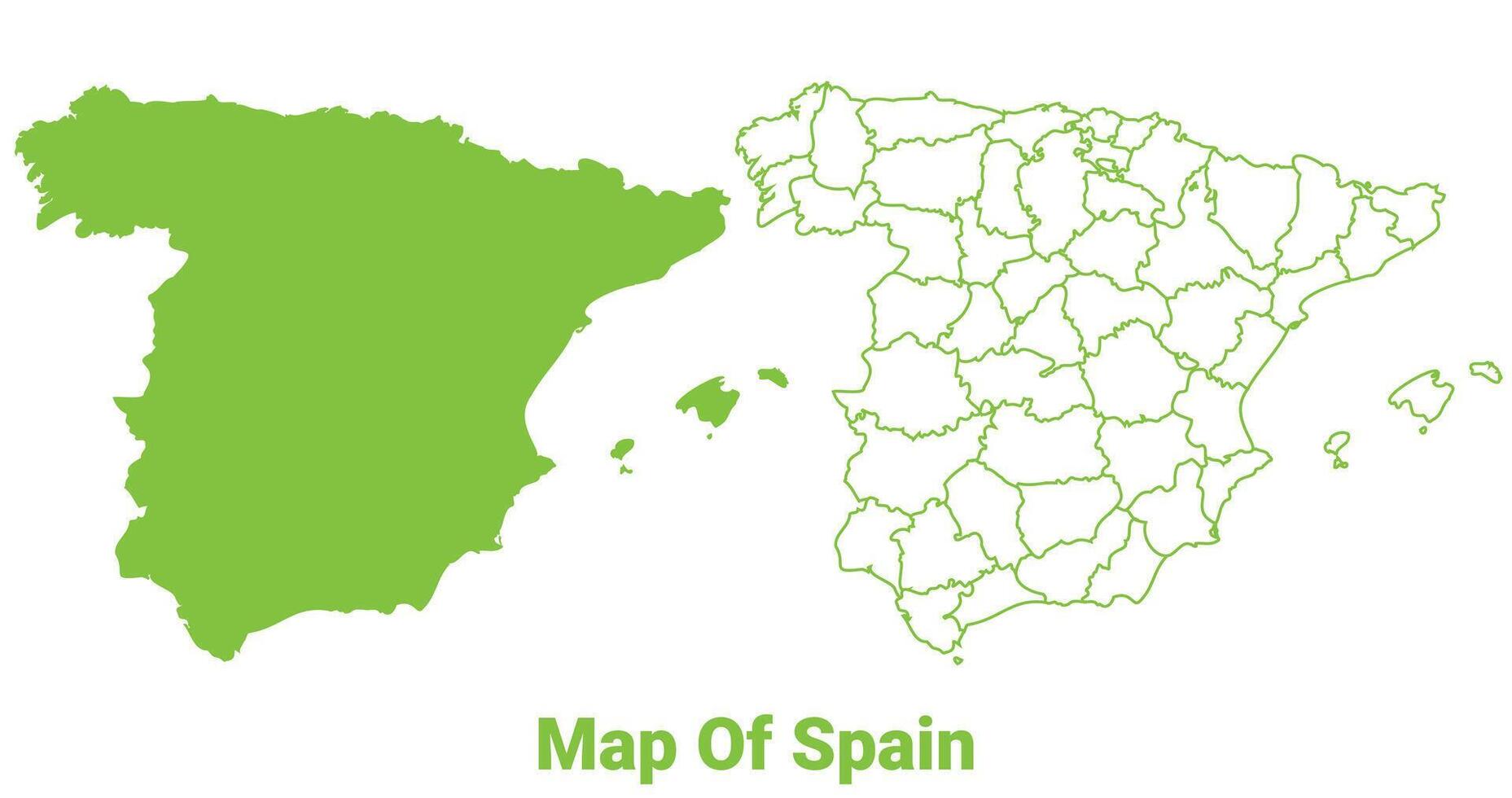Green Spain map outline and flat illustration vector