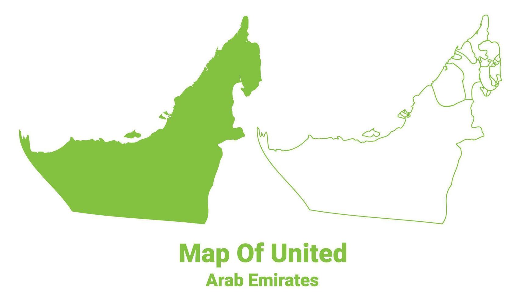 Green United Arab Emirates map outline and flat illustration vector