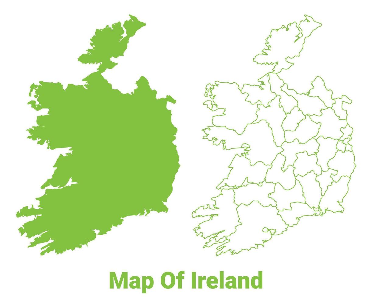 Green Ireland map outline and flat illustration vector