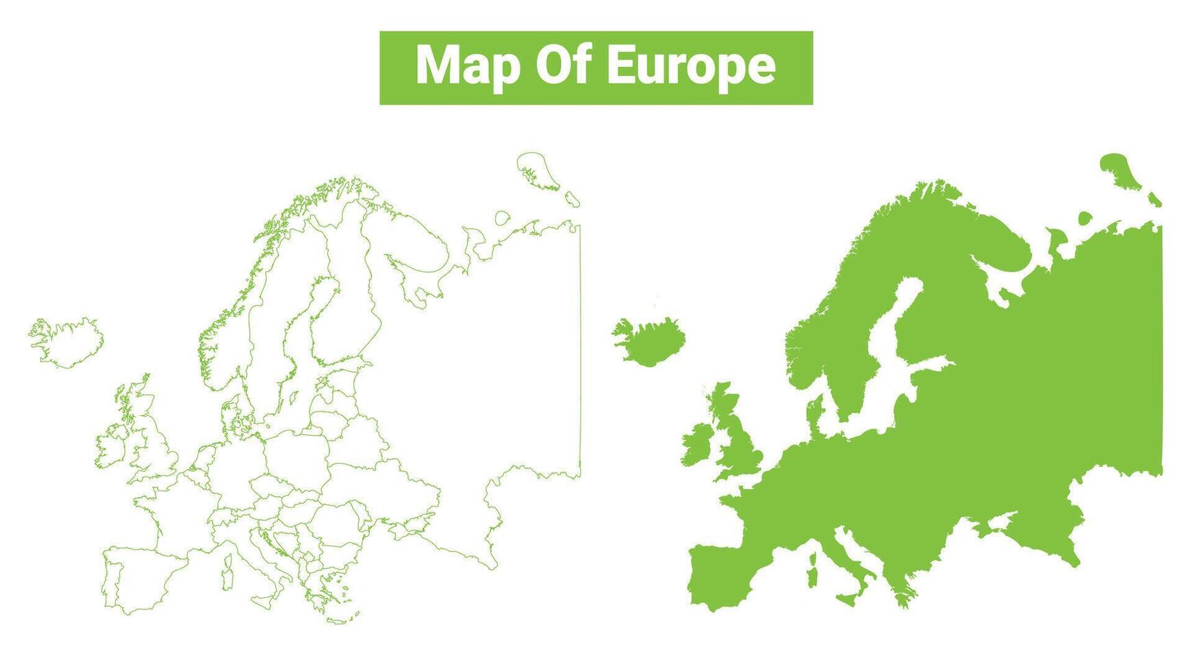 Green Europe map outline and flat illustration vector