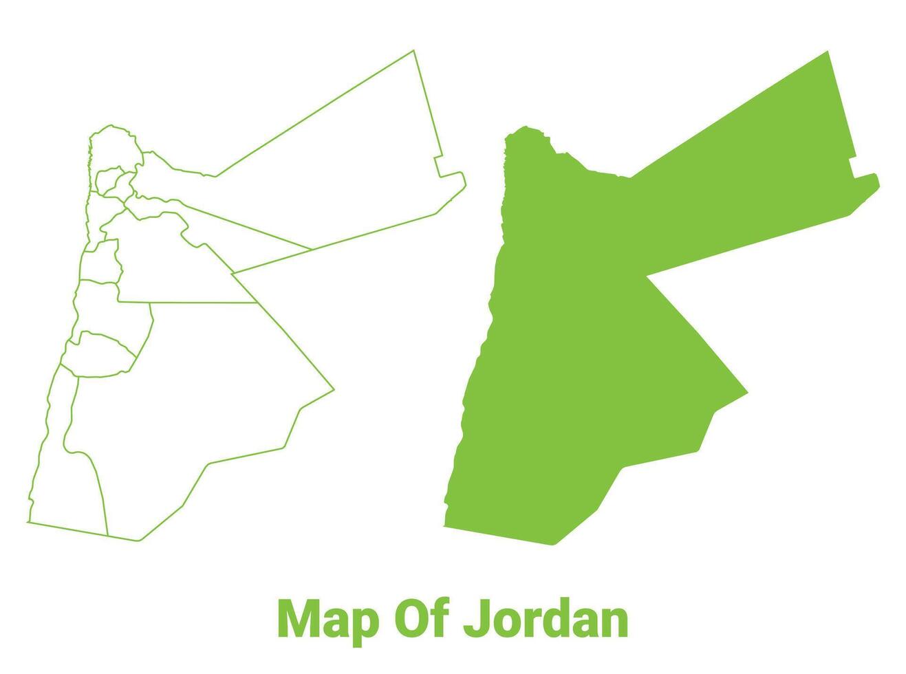 Green Jordan map outline and flat illustration vector