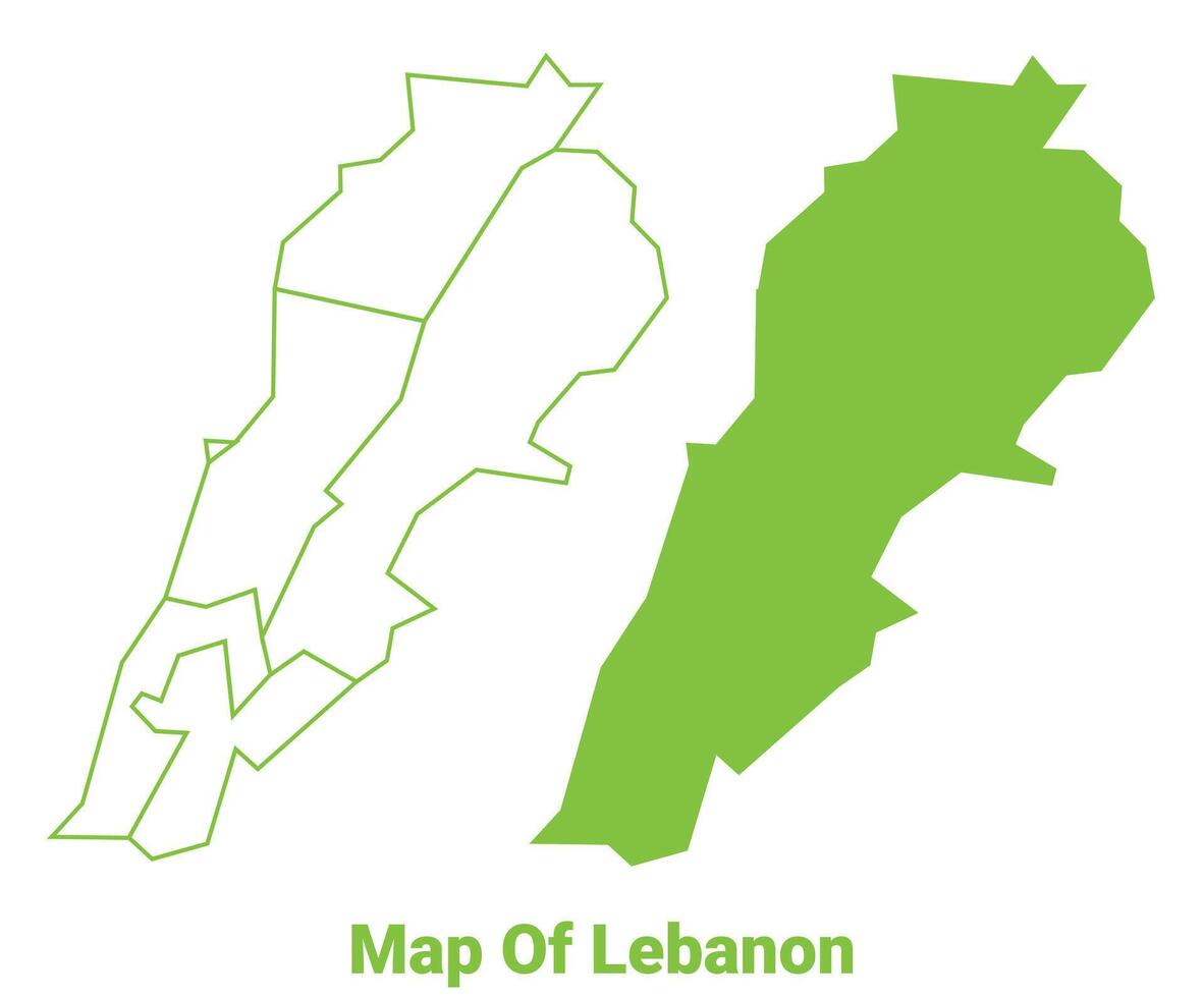 Green Lebanon map outline and flat illustration vector