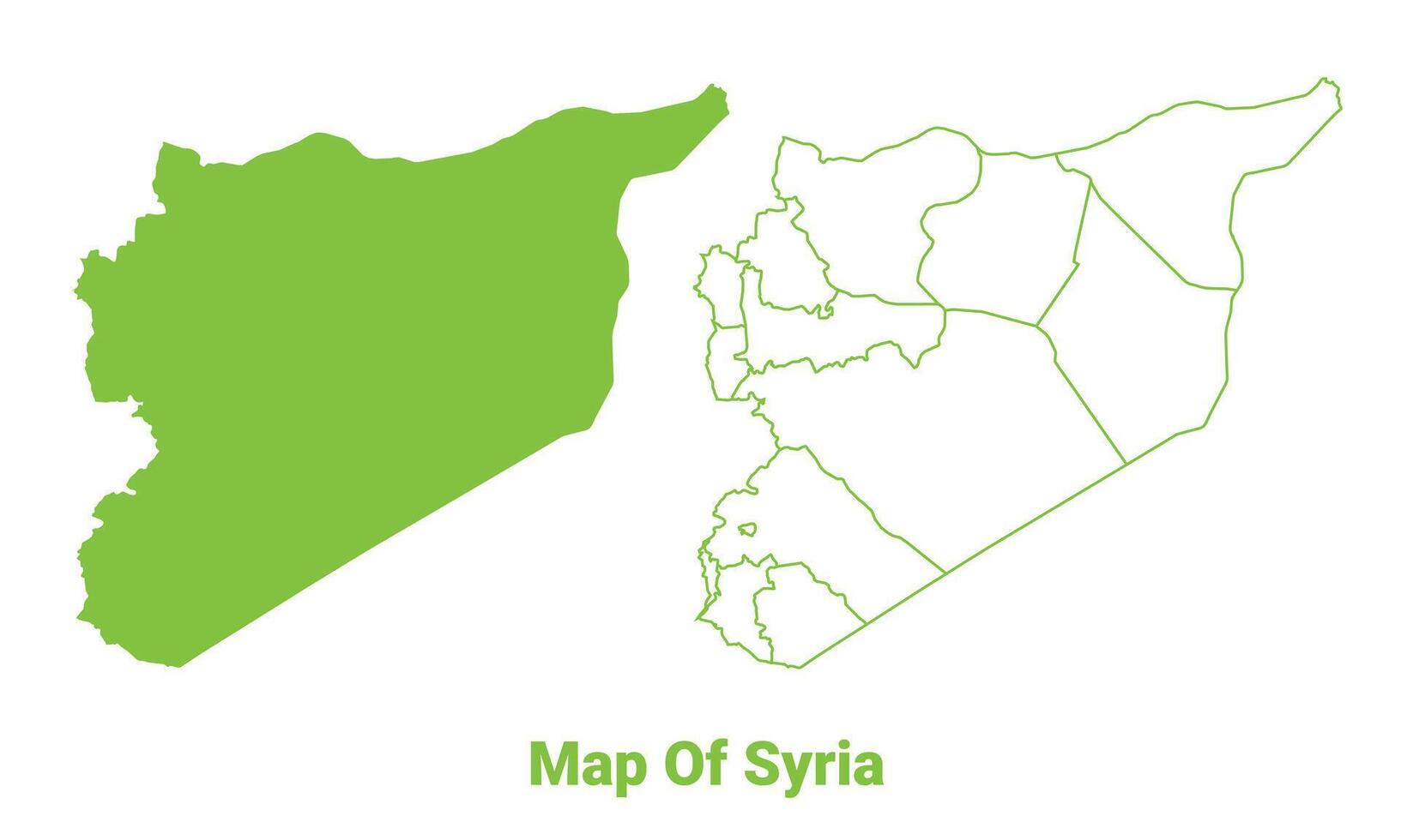Green Syria map outline and flat illustration vector