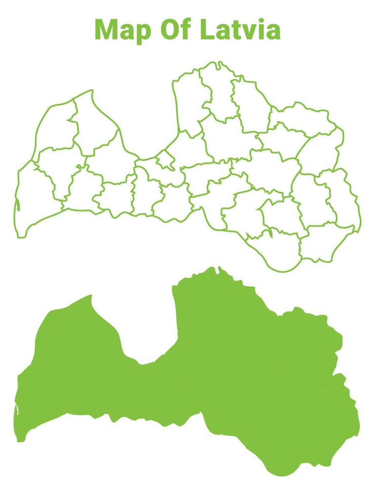 Green Latvia map outline and flat illustration vector