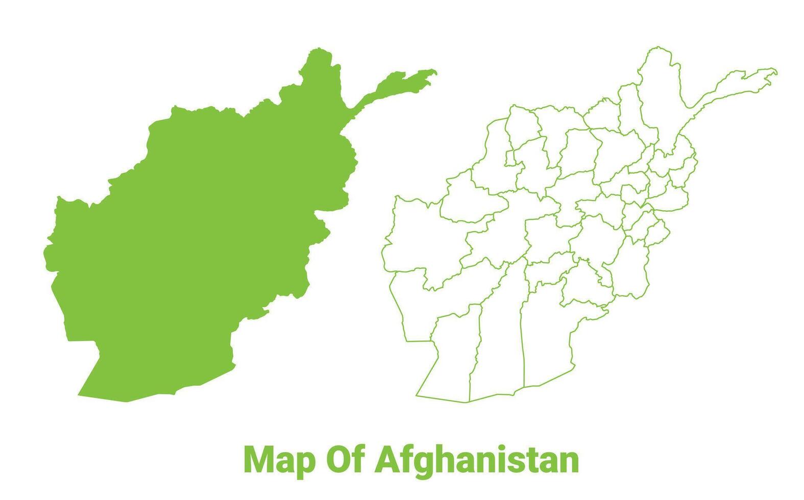 Green Afghanistan map outline and flat illustration vector
