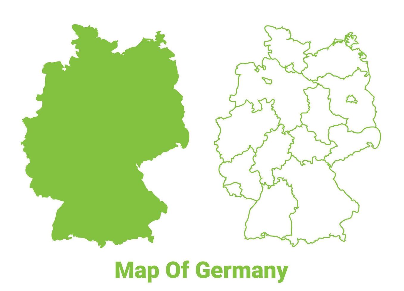 Green Germany map outline and flat illustration vector