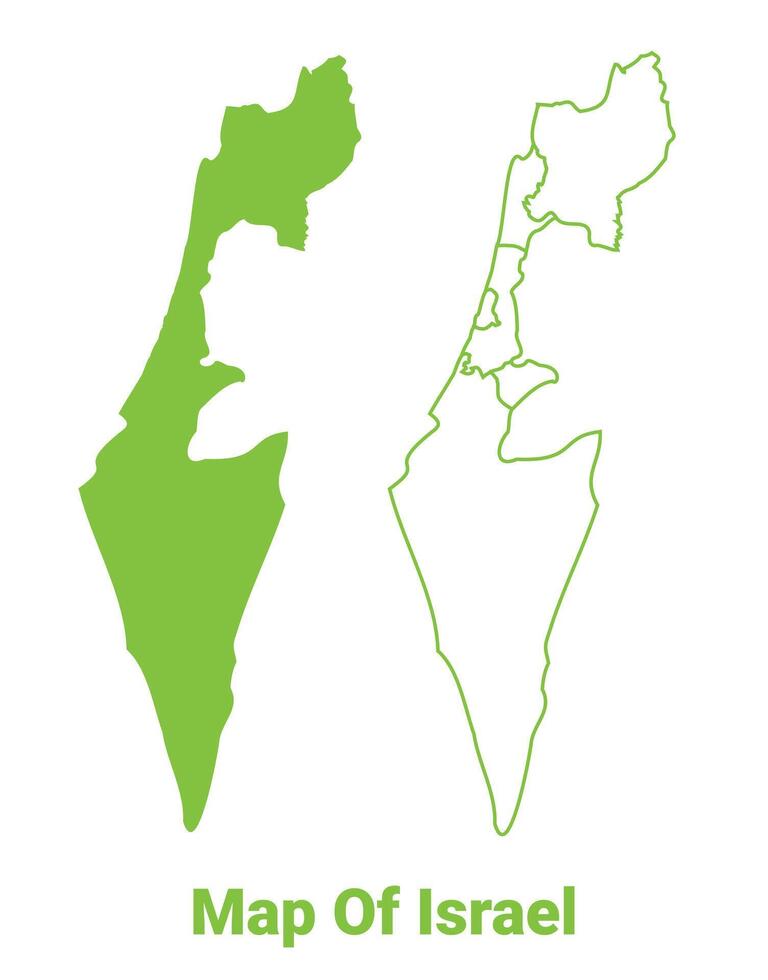 Green Israel map outline and flat illustration vector