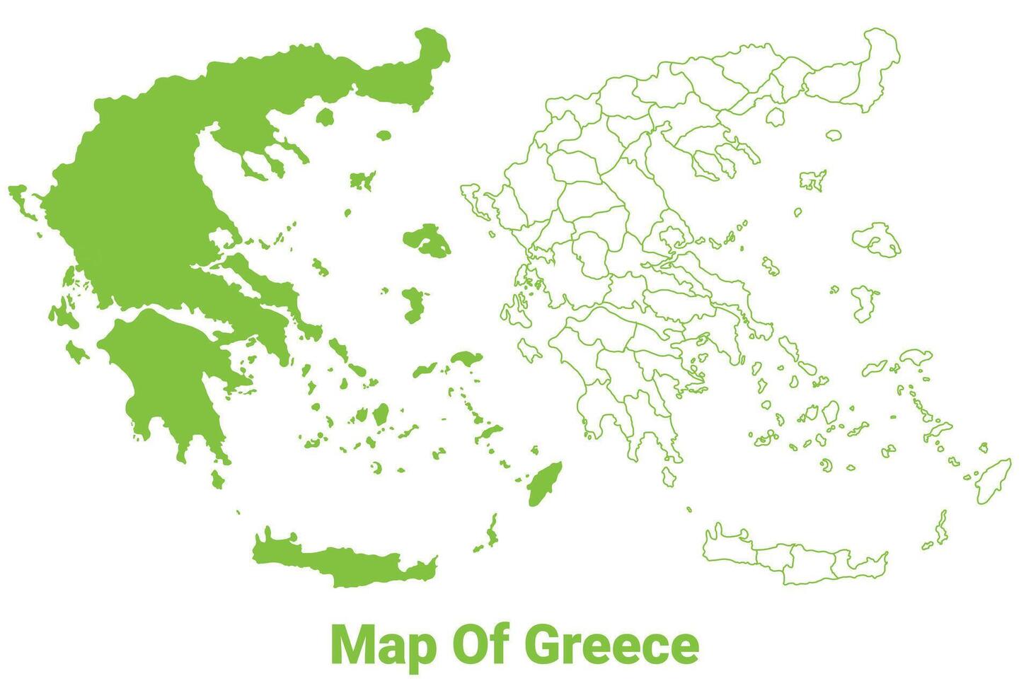 Green Greece map outline and flat illustration vector