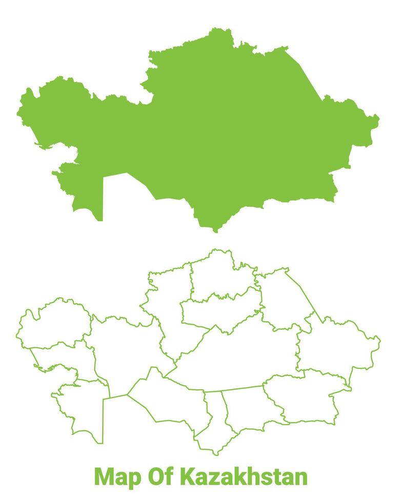 Green Kazakhstan map outline and flat illustration vector
