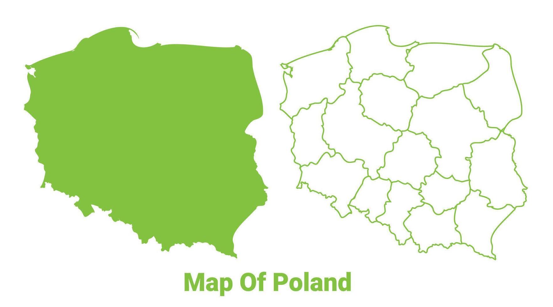 Green Poland map outline and flat illustration vector
