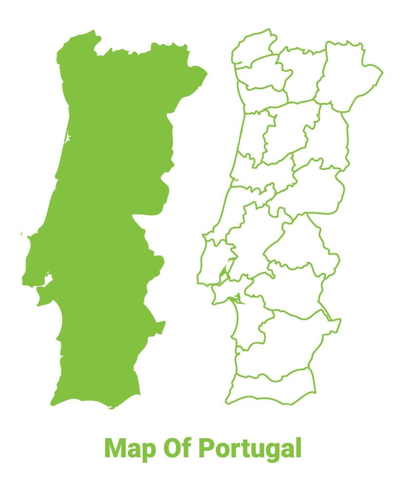 Green Portugal map outline and flat illustration vector