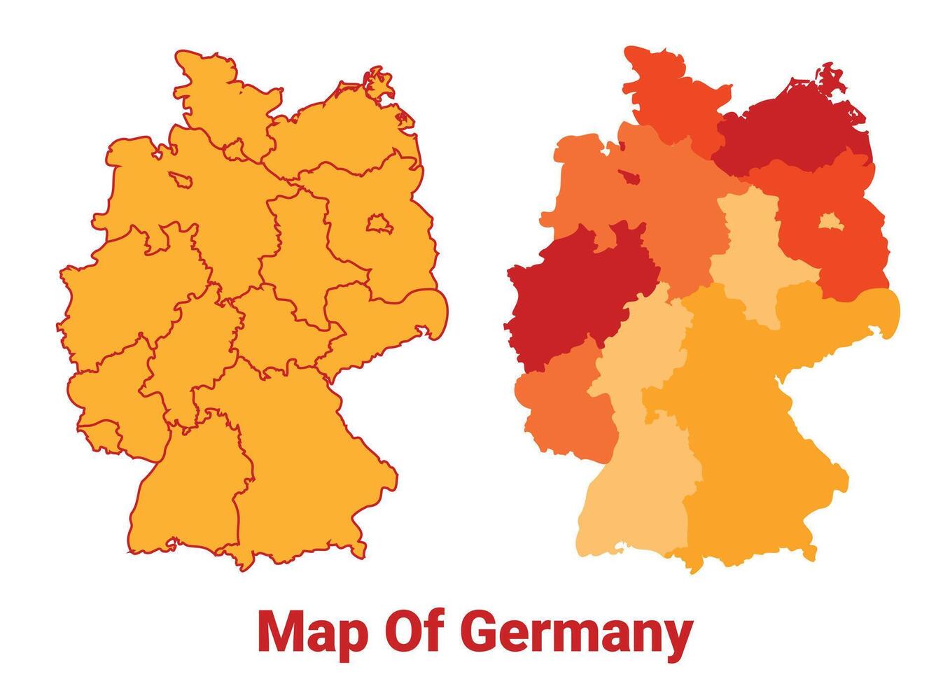 Germany Map Yellow regions orange political map vector