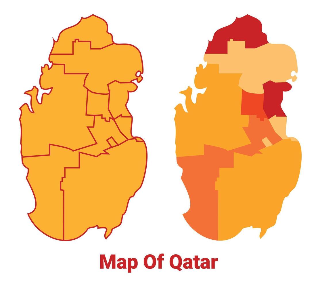 Qatar Map Yellow regions orange political map vector