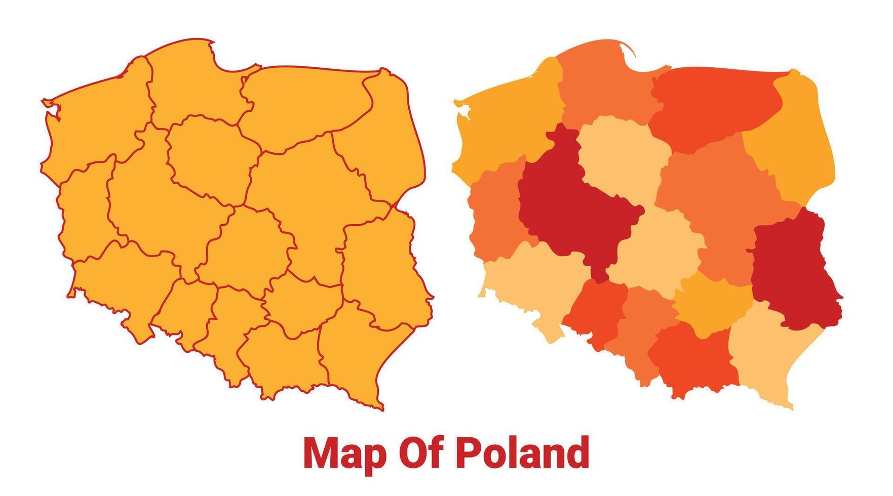 Poland Map Yellow regions orange political map vector