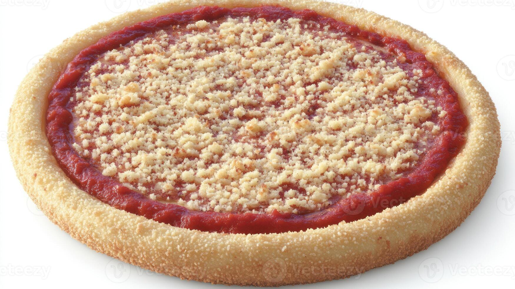 A fresh pizza has a soft crust, savory tomato sauce, and a sprinkle of crumbs photo
