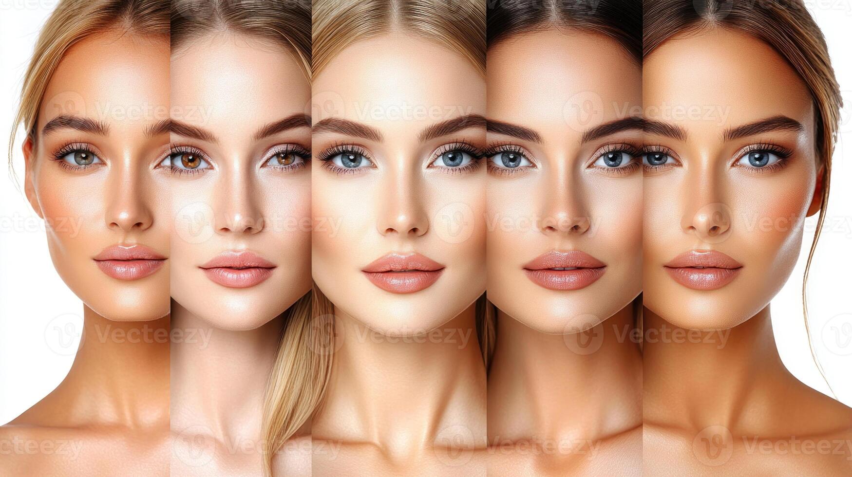Expressing the elegance of unique beauty through various skin tones and facial features photo
