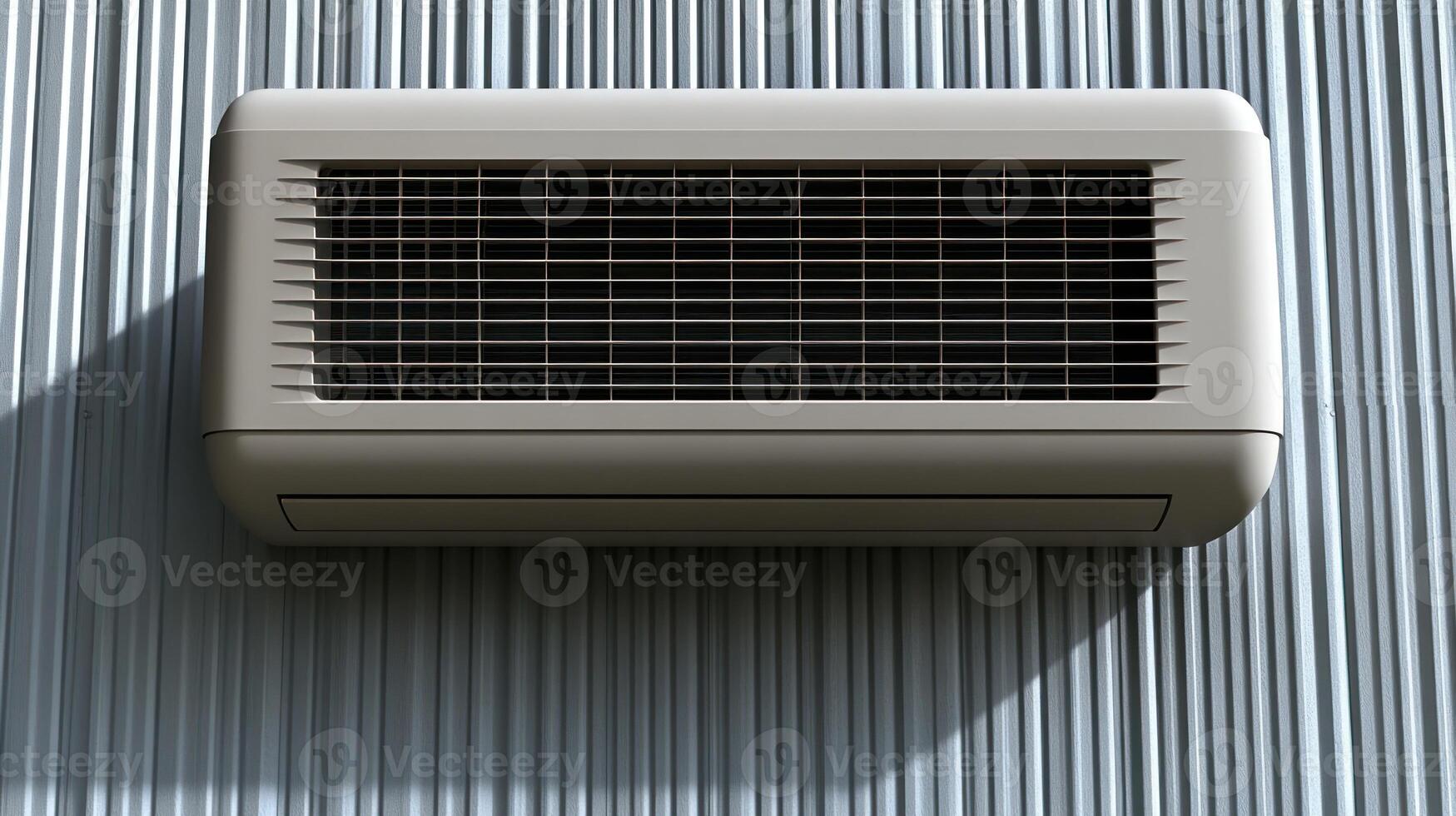 The air conditioning unit cools the atmosphere, casting a gentle shadow on the wall photo