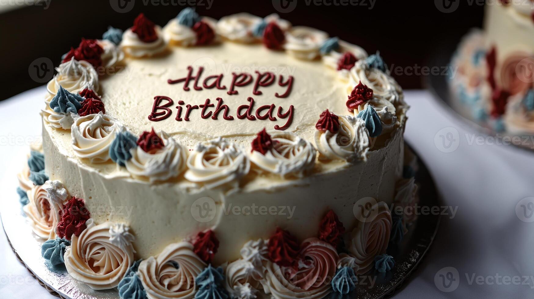Delicious cake adorned with colorful icing celebrates a joyful birthday occasion photo