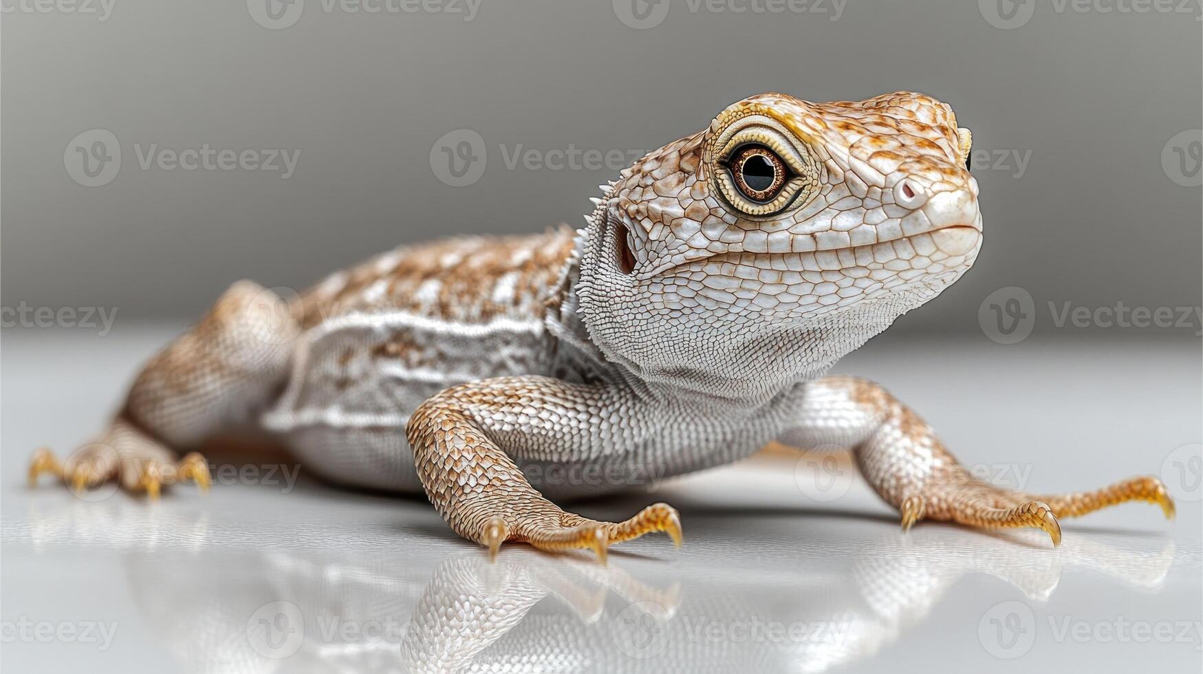 A lizard basks, showcasing its vibrant colors and unique texture in soft light photo