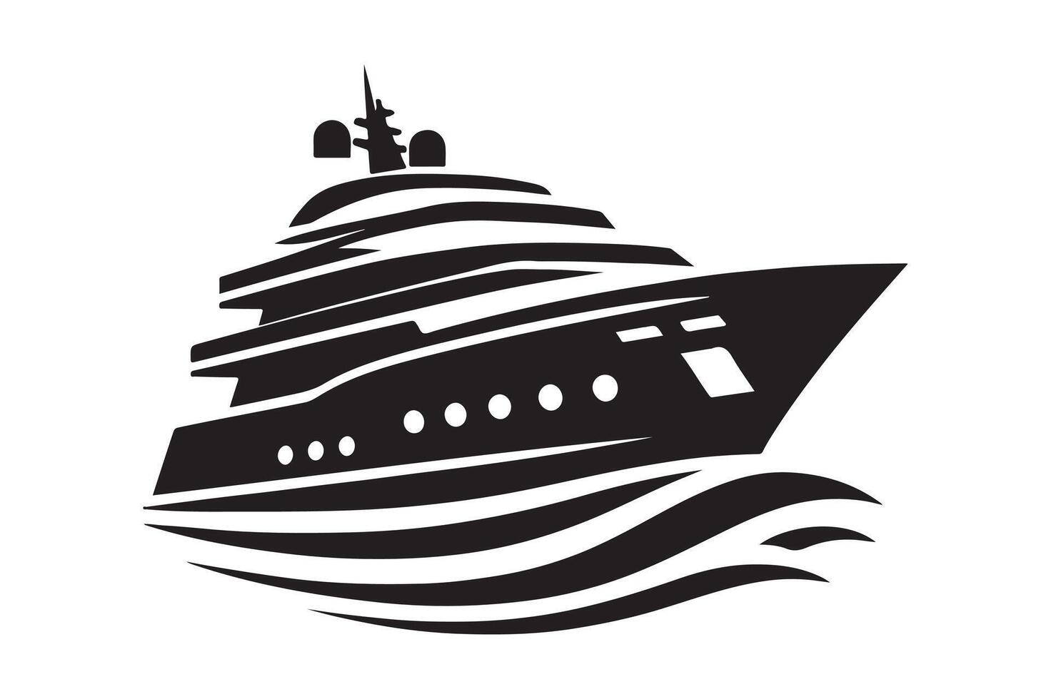 Superyacht Silhouette Vectors Illustration for Logos and Ads