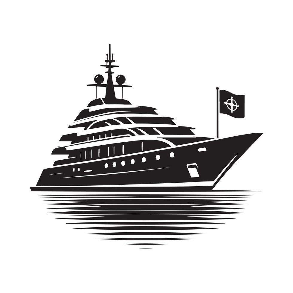 Elegant Superyacht Silhouette Vectors Illustration Collection