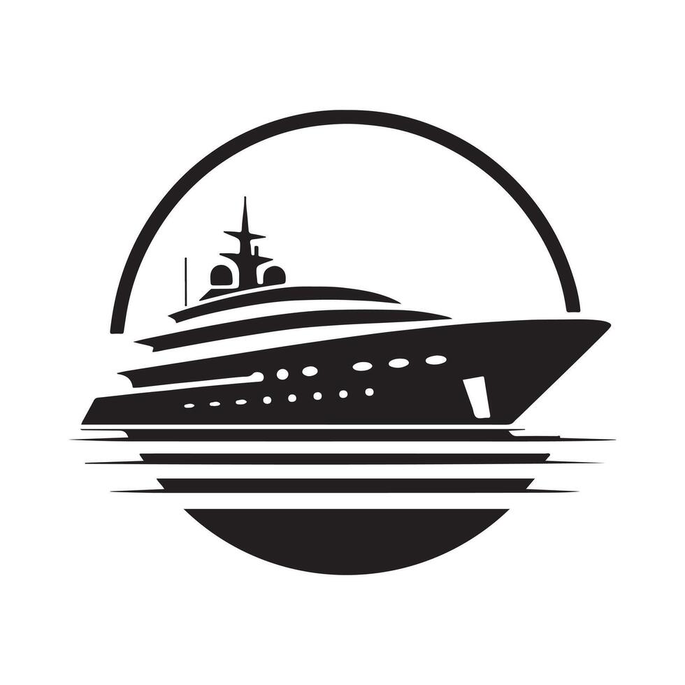 Superyacht Silhouette Vectors Illustrations in Various Styles