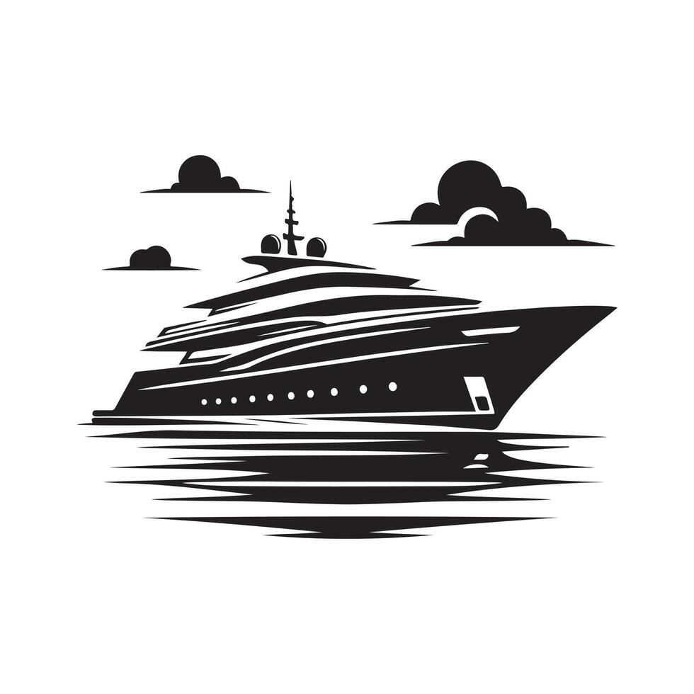 Professional Quality Superyacht Silhouette Vectors Graphics