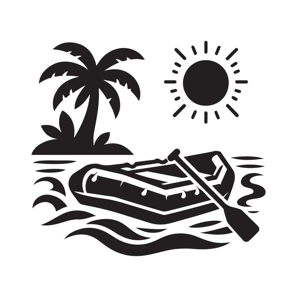 Raft Silhouette Vectors Graphics for Adventure Themes
