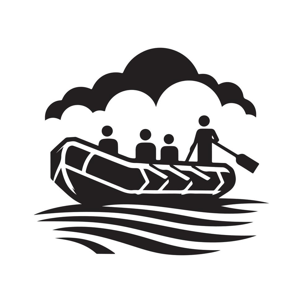 Editable Raft Silhouette Vectors Illustrations for Designers