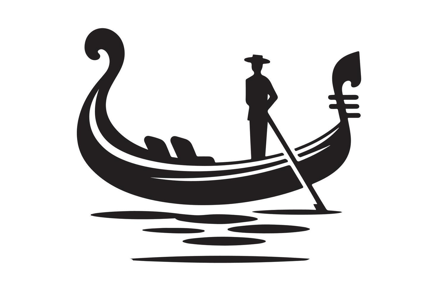 Professional Gondola Silhouette Vectors Illustrations Set