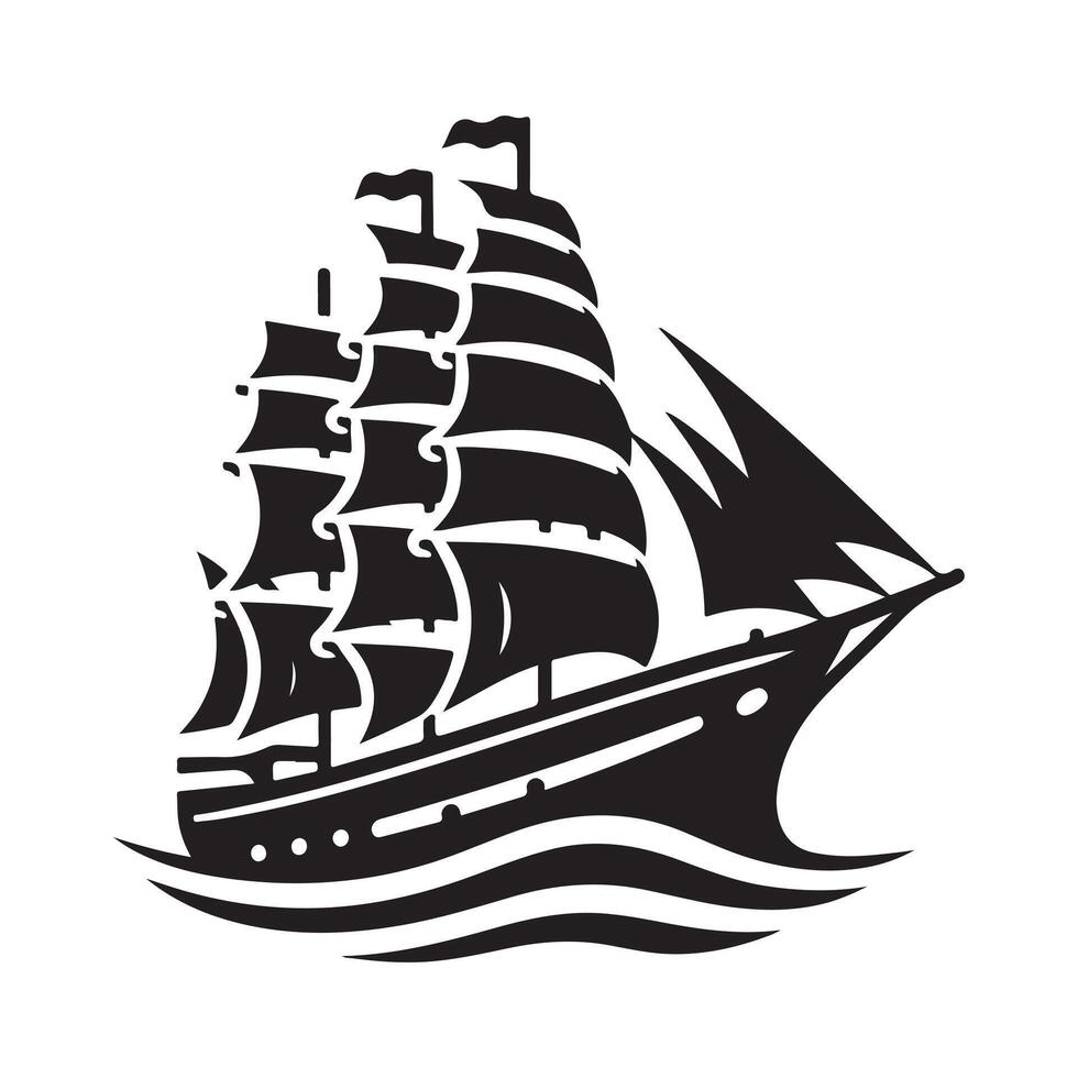 Clean Clipper Ship Silhouette Vectors Illustration Pack