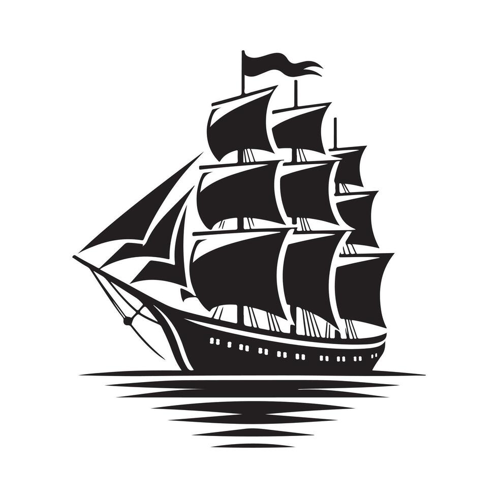 Clipper Ship Silhouette Vectors Artwork for Commercial Use