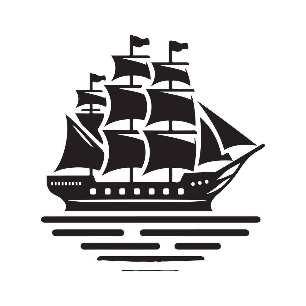 Professional Clipper Ship Silhouette Vectors Graphics Set