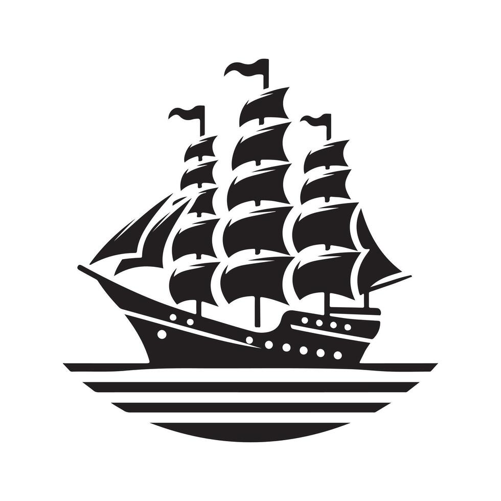 Vintage Clipper Ship Silhouette Vectors Designs for Branding