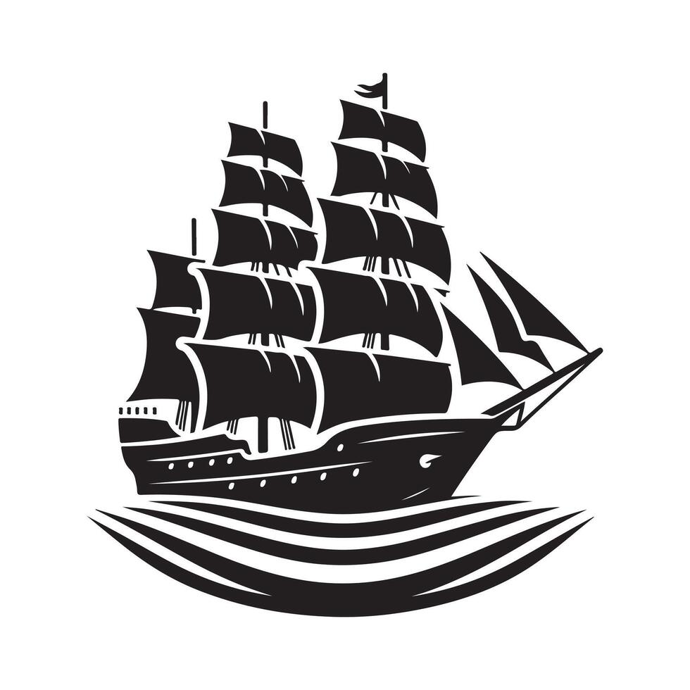 Clipper Ship Silhouette Vectors Illustrations in Editable Format