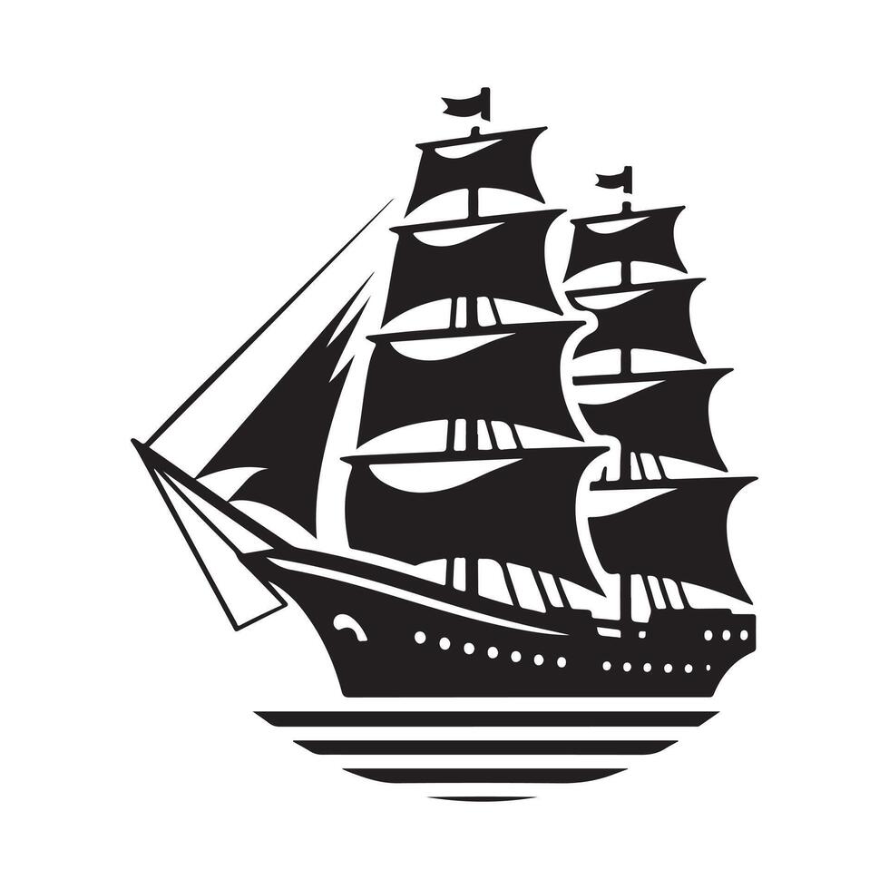 Stylish Clipper Ship Silhouette Vectors Art for Posters and Prints