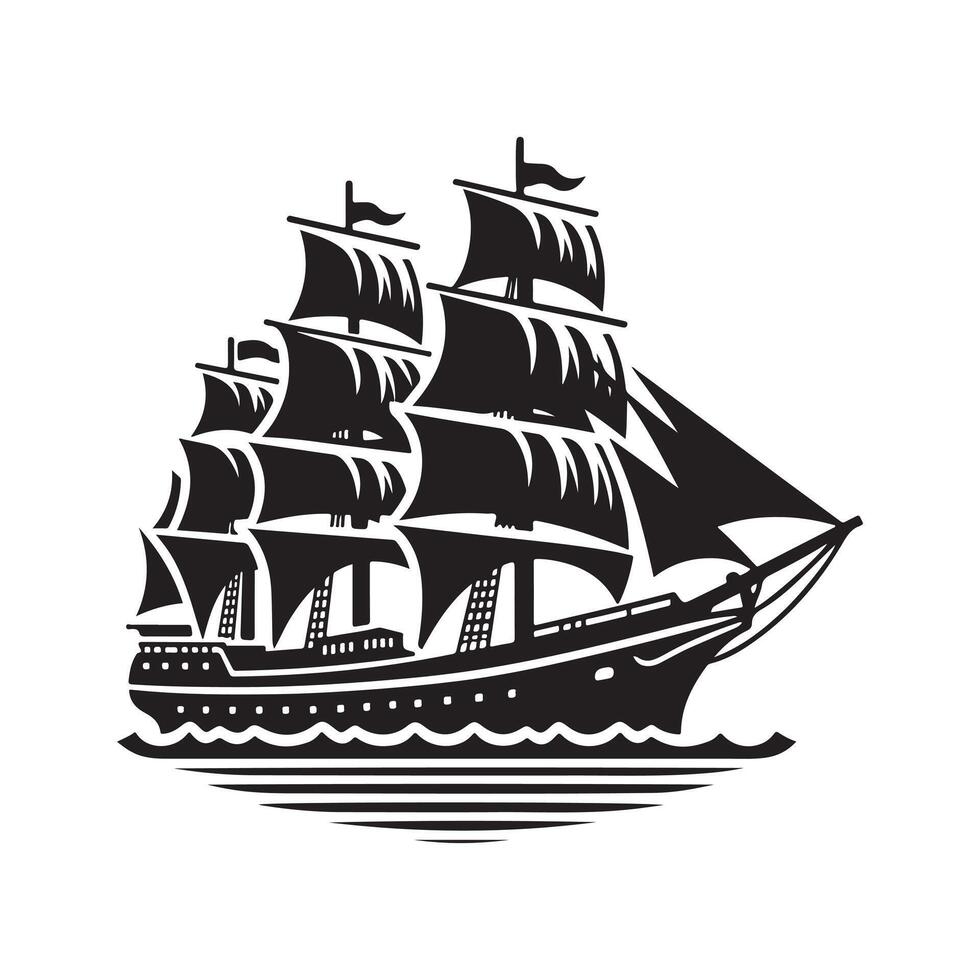 Customizable Clipper Ship Silhouette Vectors Graphics for Print