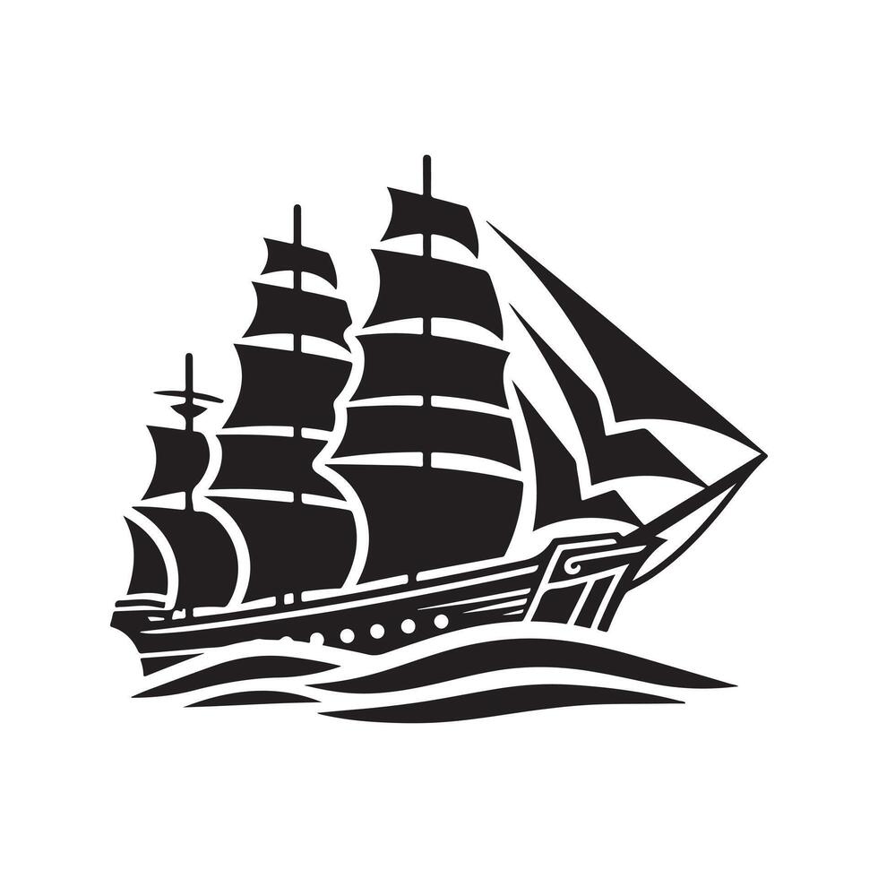 Sleek Brig Silhouette Vectors Graphics for Logo Design