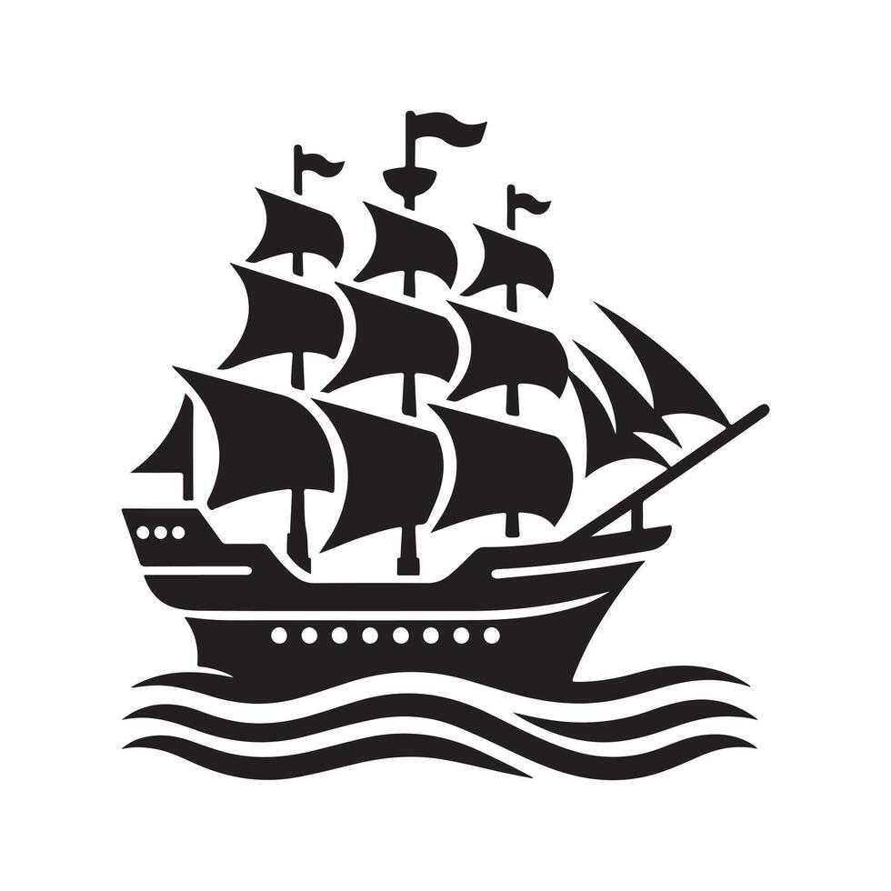 Clean Galleon Silhouette Vectors Graphics for Designers