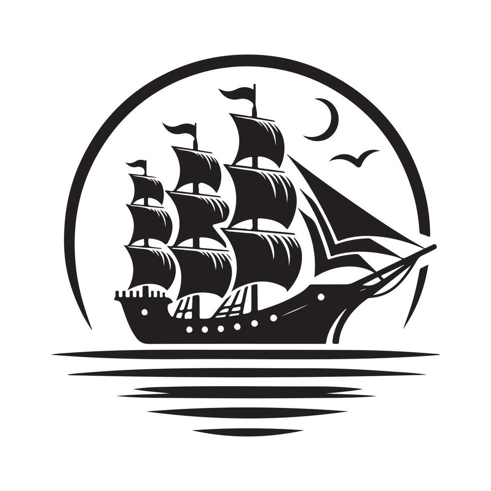 Professional Brig Silhouette Vectors Illustrations for Logos