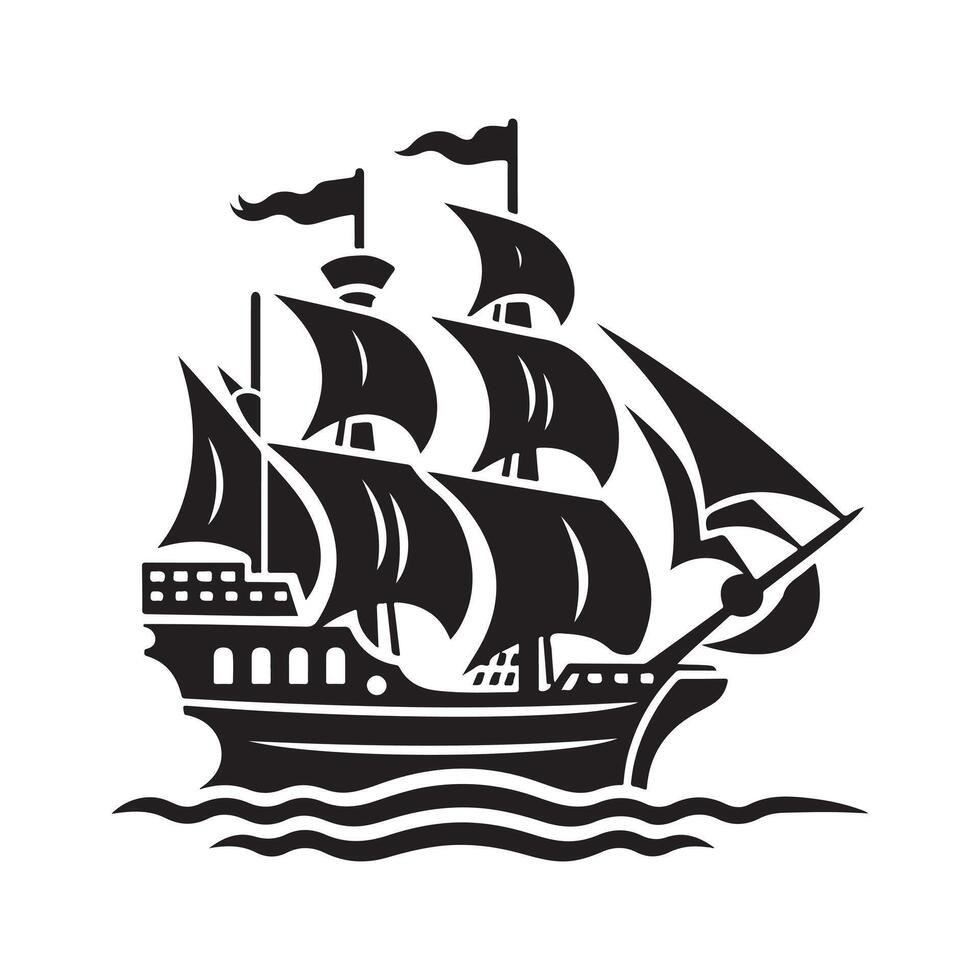 Galleon Silhouette Vectors Illustration for Design Projects