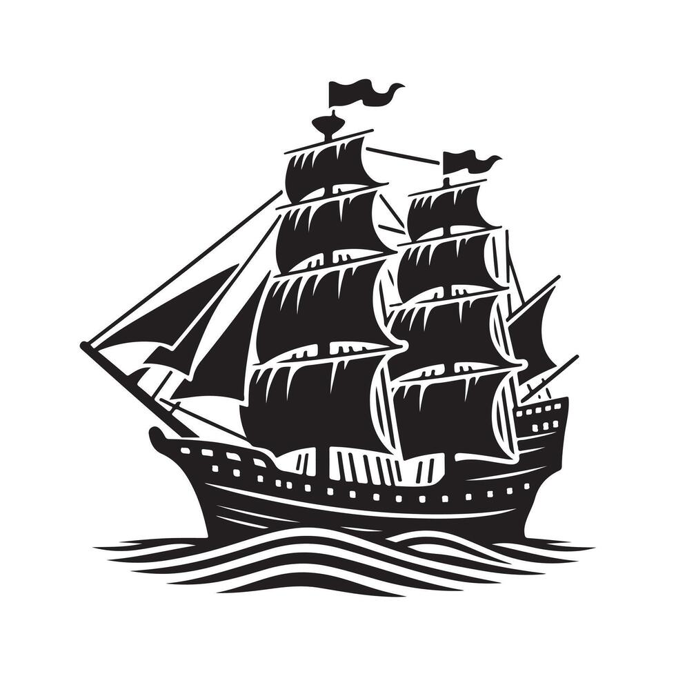 High-Quality Galleon Silhouette Vectors Graphics Set