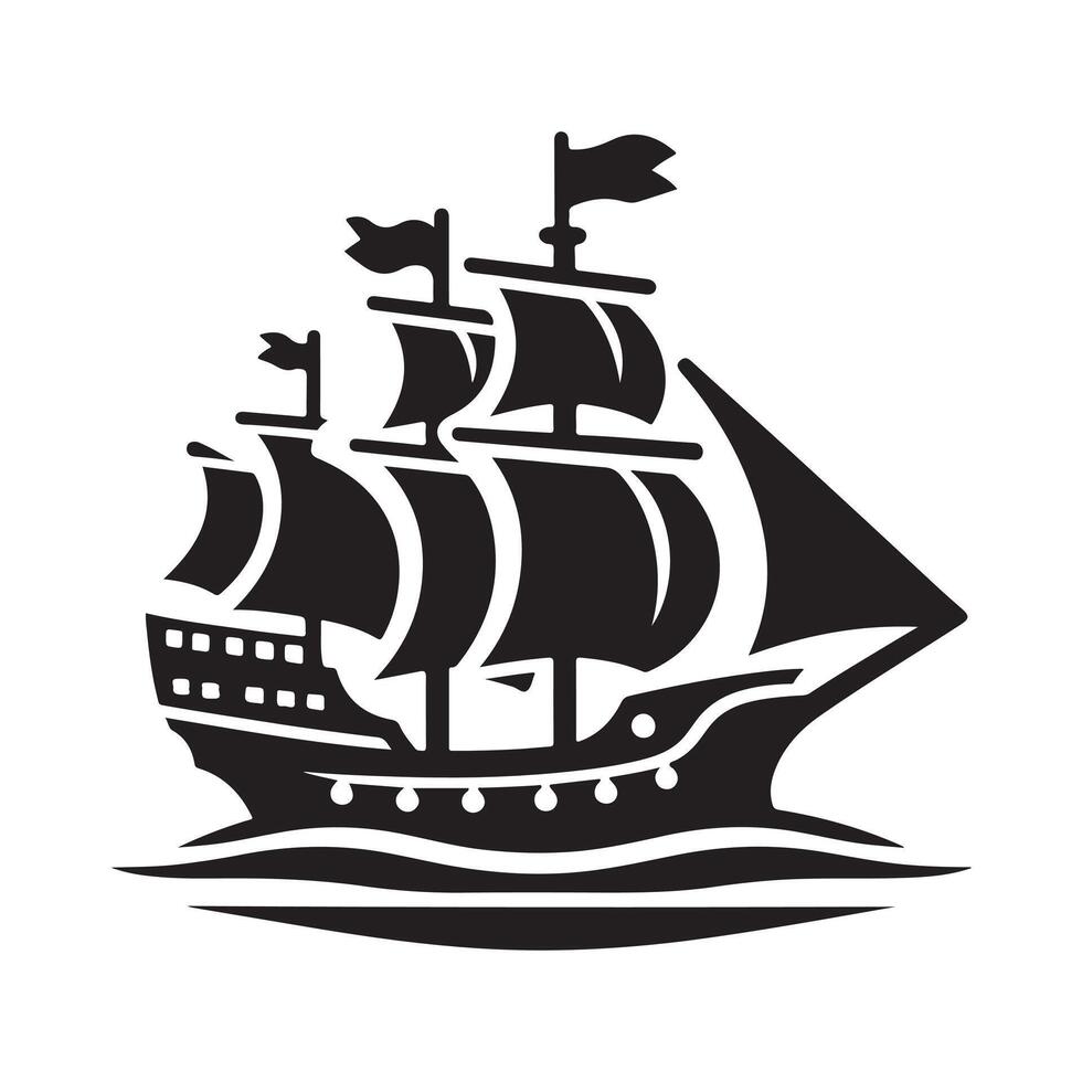 Galleon Silhouette Vectors for Logos and Icons