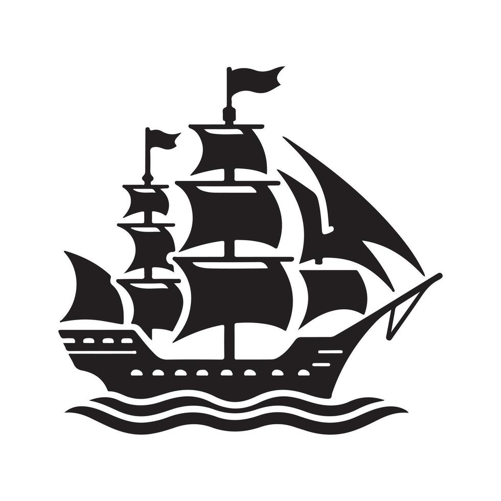 Galleon Silhouette Vectors Illustrations for Marketing Materials