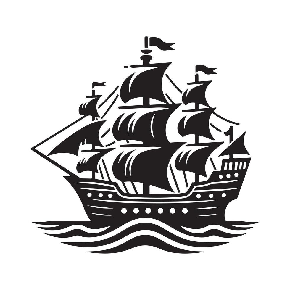 Customizable Galleon Silhouette Vectors Art for Professionals