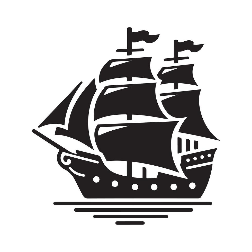 Downloadable Galleon Silhouette Vectors Illustrations for Projects