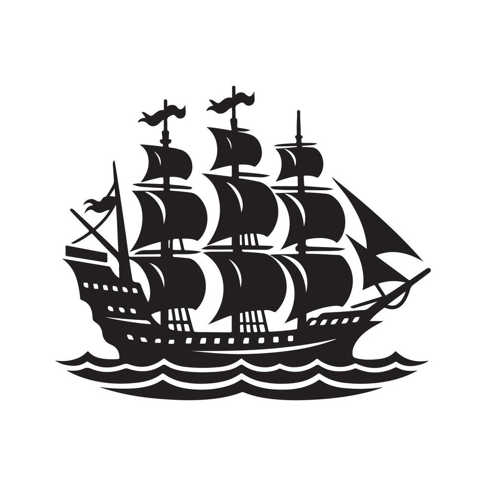 Galleon Silhouette Vectors for Art and Digital Designs